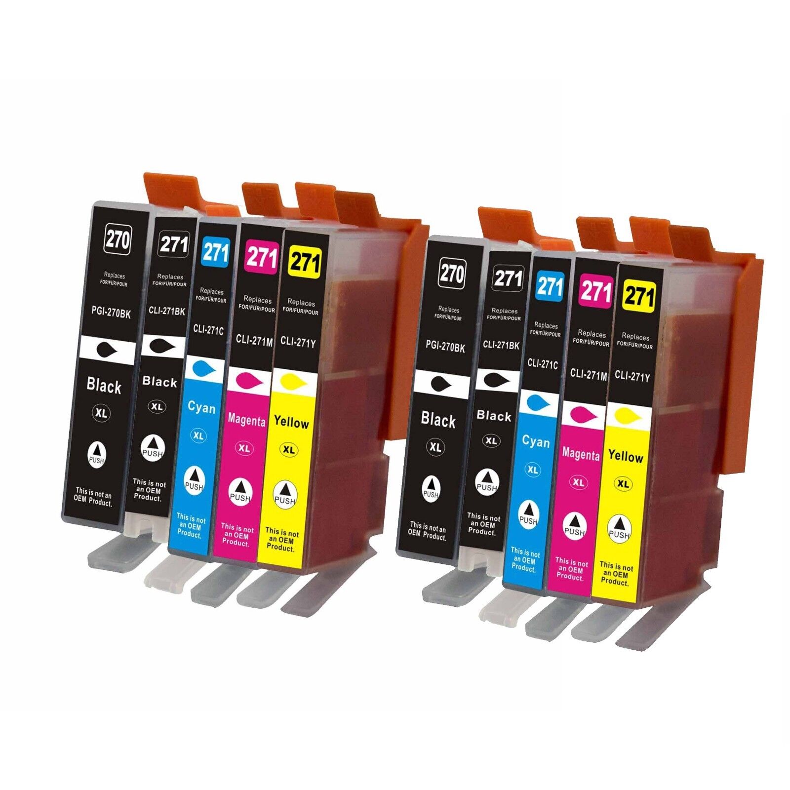 CANON  PGI-270XL CLI-271XL 10 PACK Pigment Black + CLI-271XL (B/C/M/Y) InkJET with Chip Compat